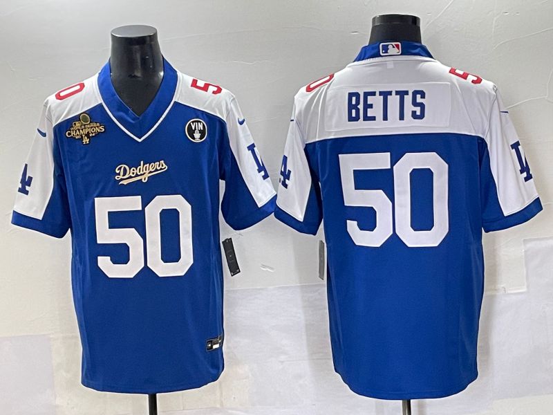 Men 2025 Los Angeles Dodgers #50 Betts Blue white Nike MLB Jersey style 7072->los angeles dodgers->MLB Jersey
